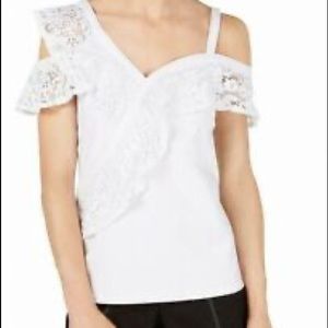 NWT INC   Smocked Ruffle Off Shoulder Blouse